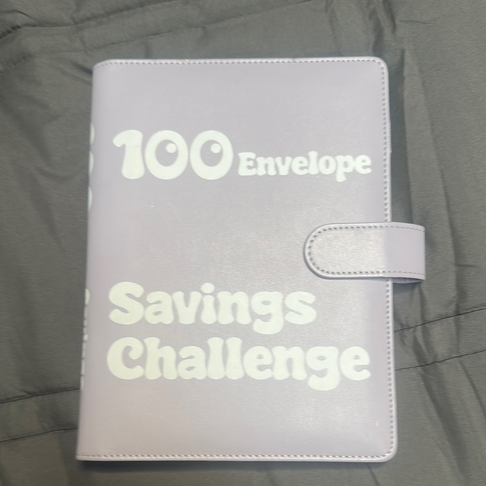 100 Envelope Savings Challenge Binder - Light Lavender with White Text